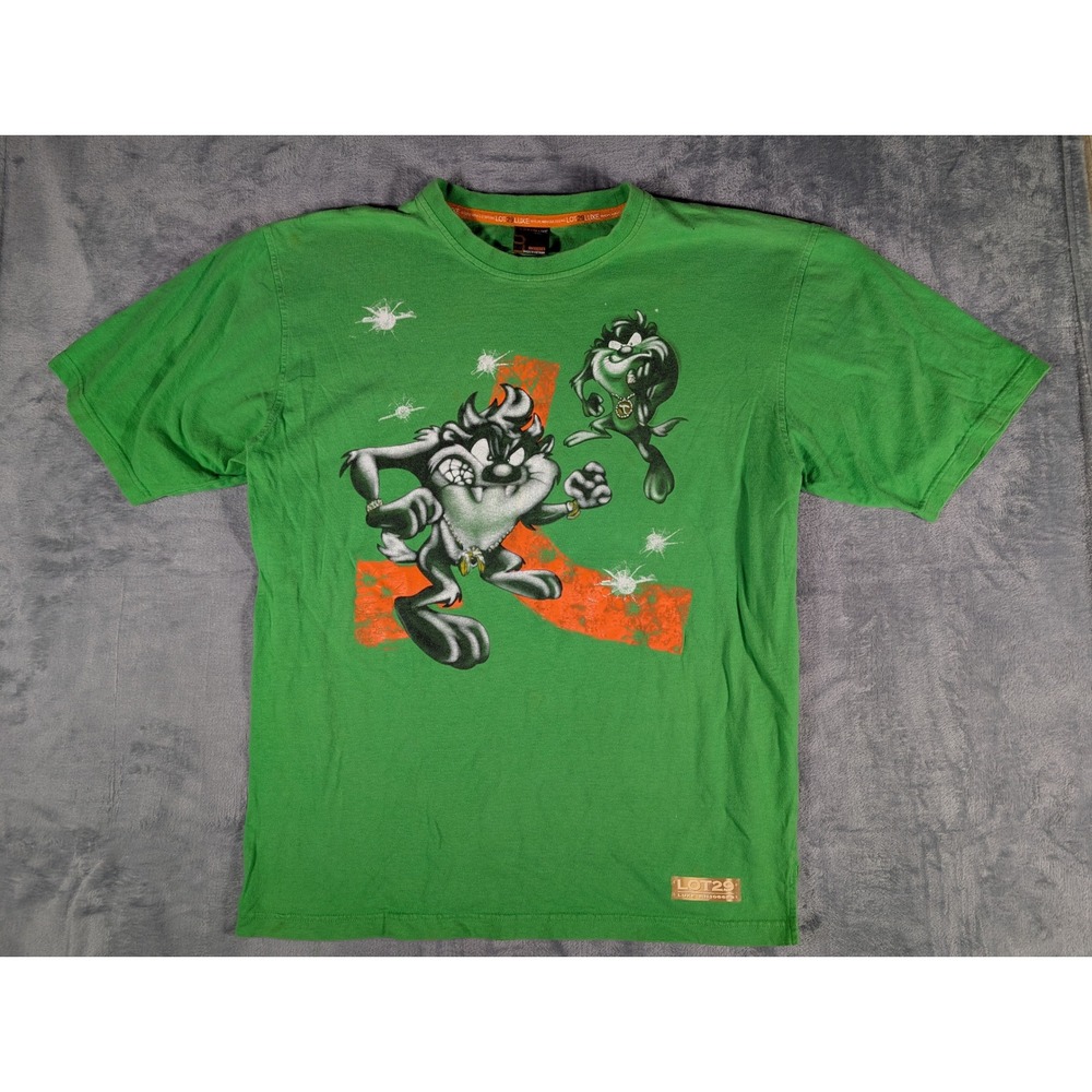 Lot 29 Luxe Looney Tunes Taz Graphic Tee Men's XL Green Airbrush Streetwear vtg
